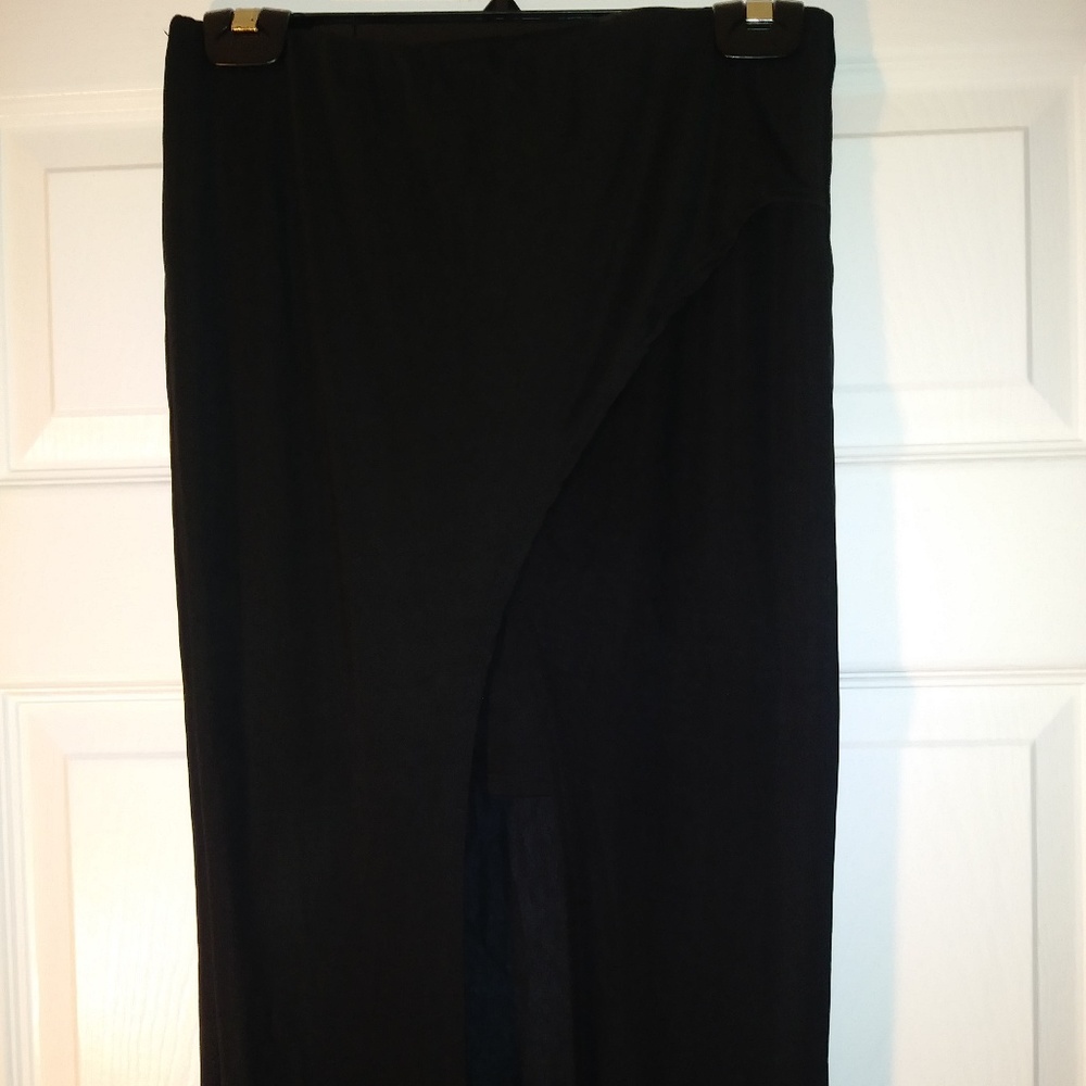Black high-low floor length skirt